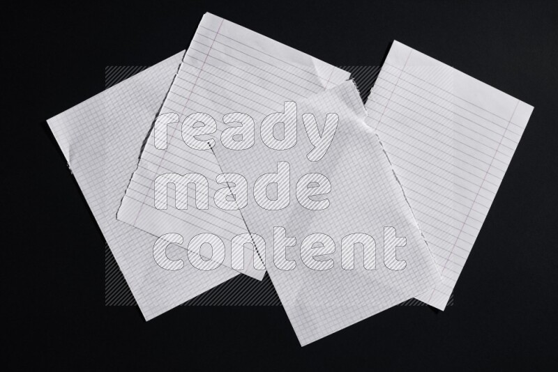 Notebook sheet on black background