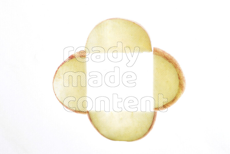 Apple slices on illuminated white background