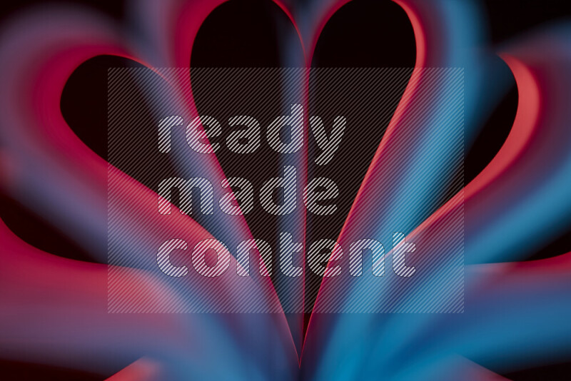 فن تجريدي يعرض منحنيات وتدرجات اللون الأزرق والأحمر مكونه بضوء ملون