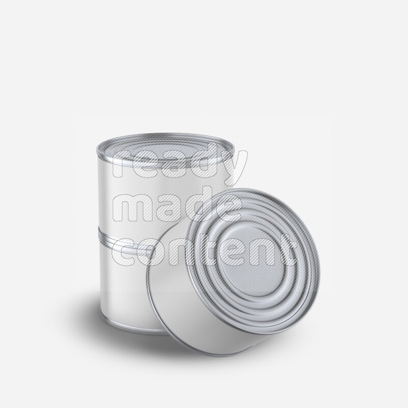 Glossy metallic tin can mockup with white blank label isolated on white background 3d rendering