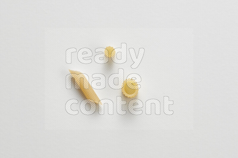 Different pasta types on white background