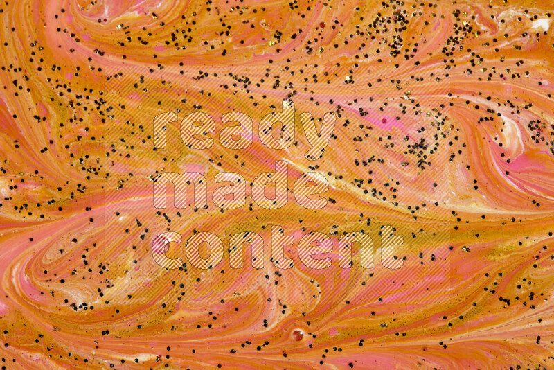 Abstract colorful background with mixed of pink, white and gold paint colors with scattered gold glitter