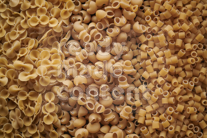 3 types of pasta filling the frame