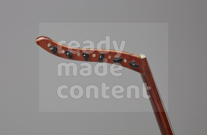 parts of a brown wooden Oud in a gray background