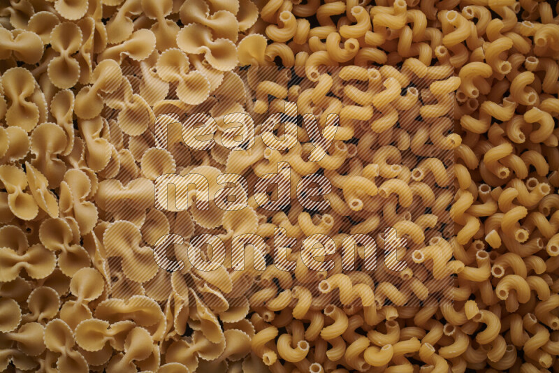 2 types of pasta filling the frame