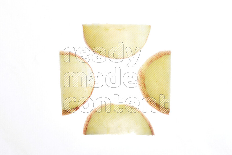 Apple slices on illuminated white background