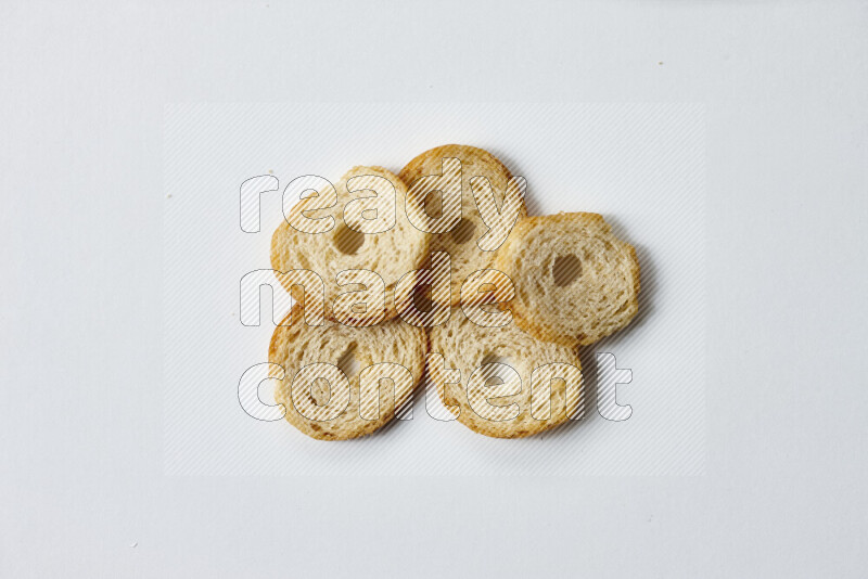 Assorted snacks on white background