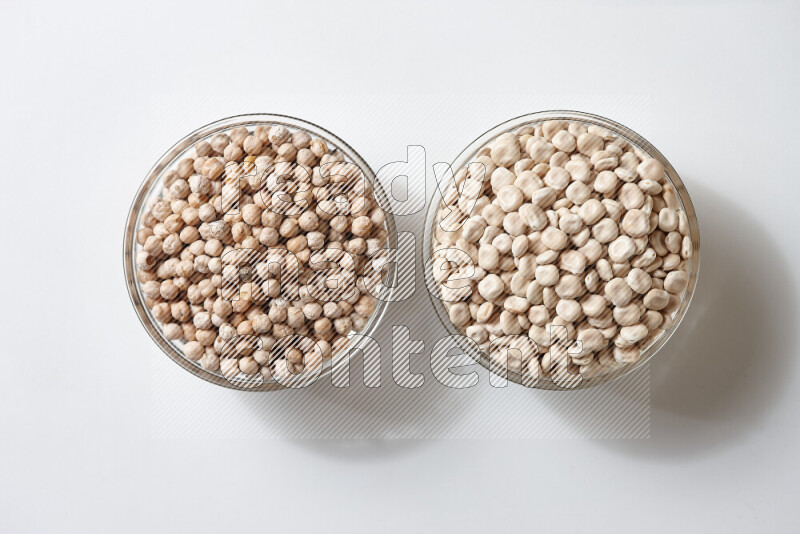 Lupin Beans with chickpeas on white background