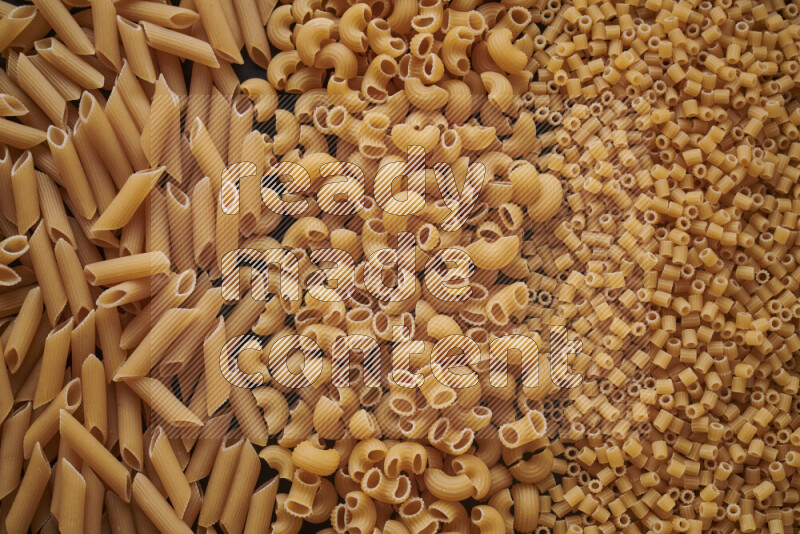 3 types of pasta filling the frame
