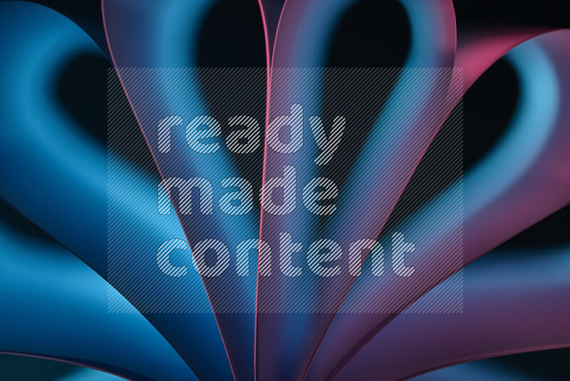 An abstract art piece displaying smooth curves in blue and pink gradients created by colored light