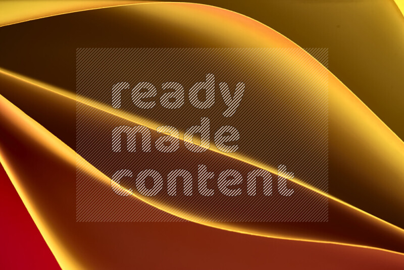 This image showcases an abstract paper art composition with paper curves in yellow, red and brown gradients created by colored light