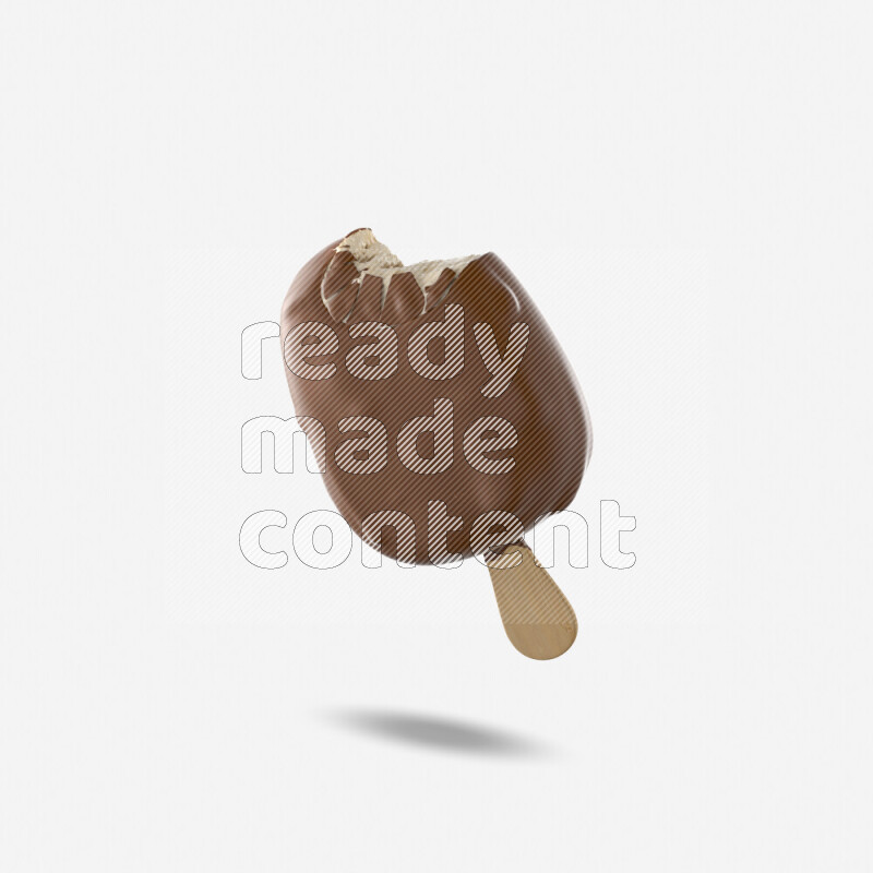 Chocolate ice cream stick mockup isolated on white background 3d rendering