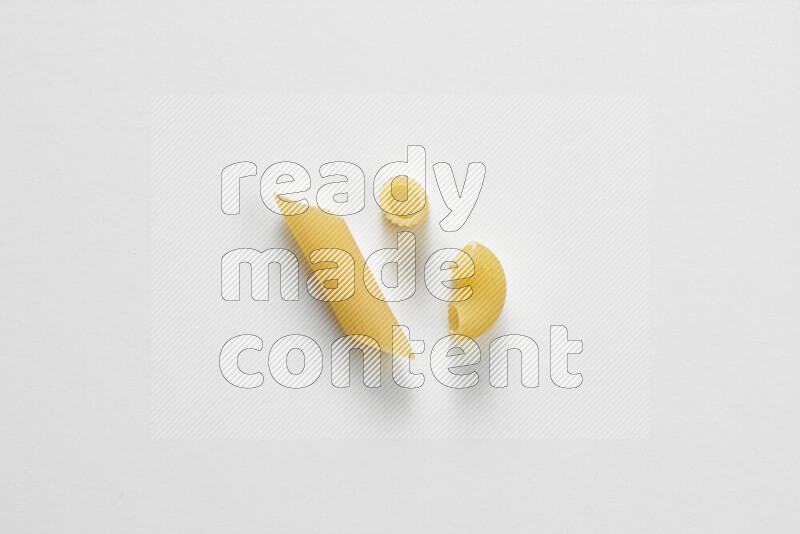 Different pasta types on white background