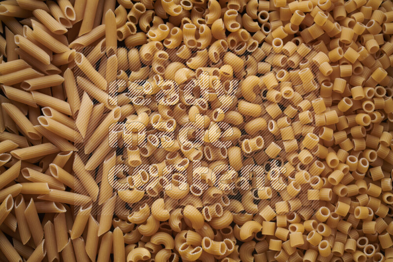 3 types of pasta filling the frame