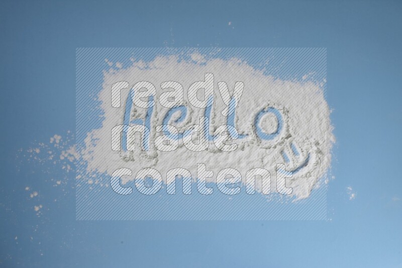 A word written with powder on blue background