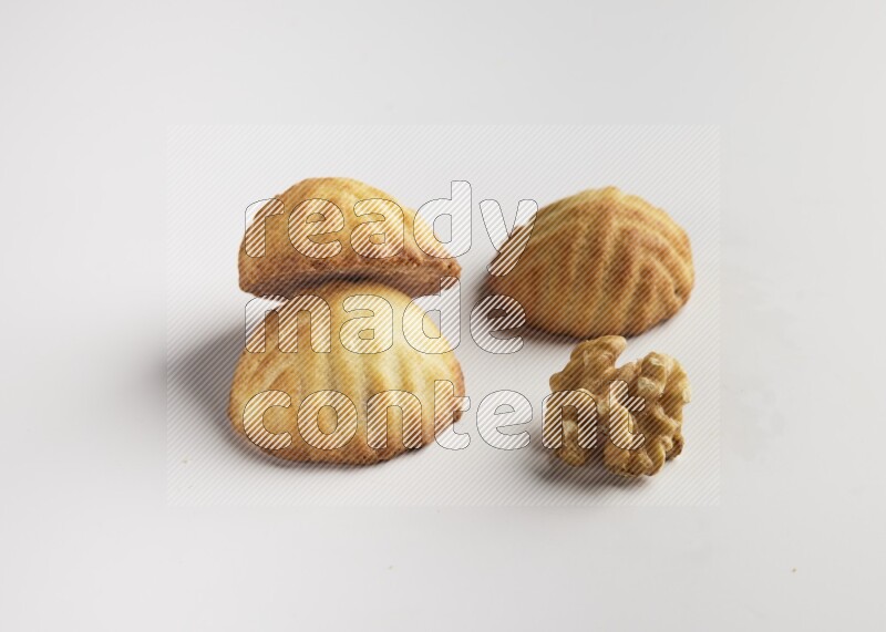 Three Pieces of Maamoul direct on white background