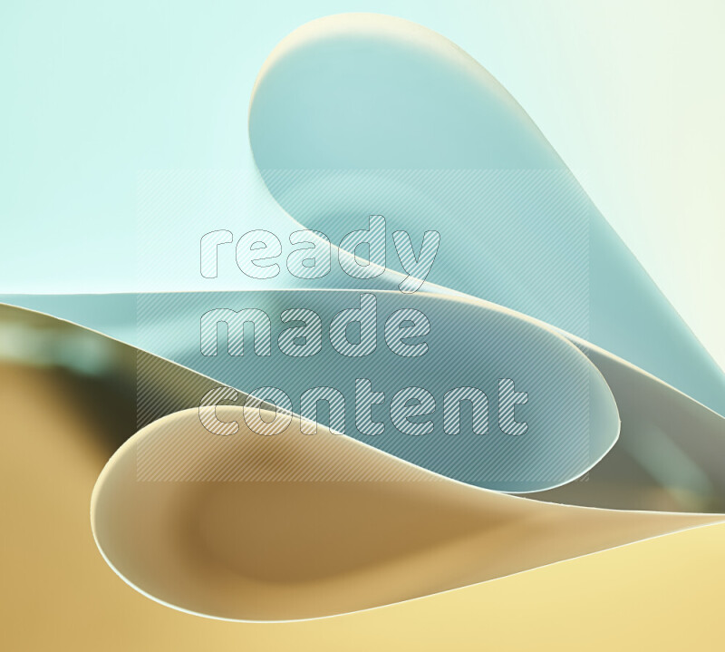 An abstract art of paper folded into smooth curves in green and yellow gradients