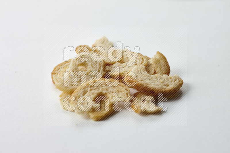 Assorted snacks on white background