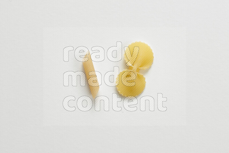 Different pasta types on white background