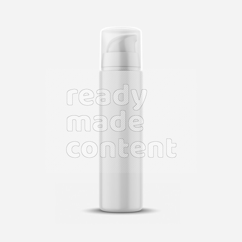 Plastic airless pump bottle mockup with transparent cap isolated on white background 3d rendering