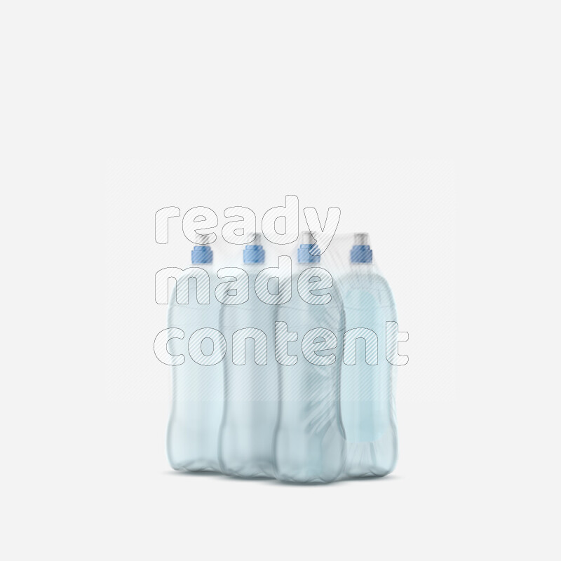 Plastic water bottles mockup wrapped isolated on white background 3d rendering