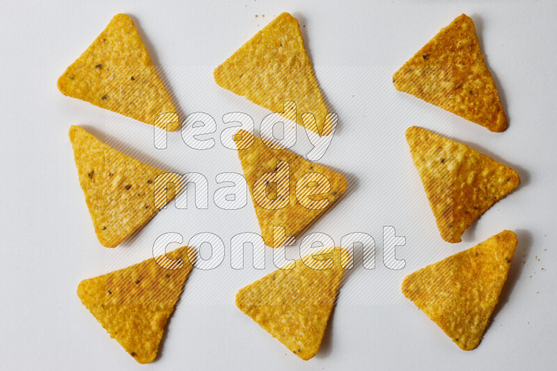 Nachos snacks on white background