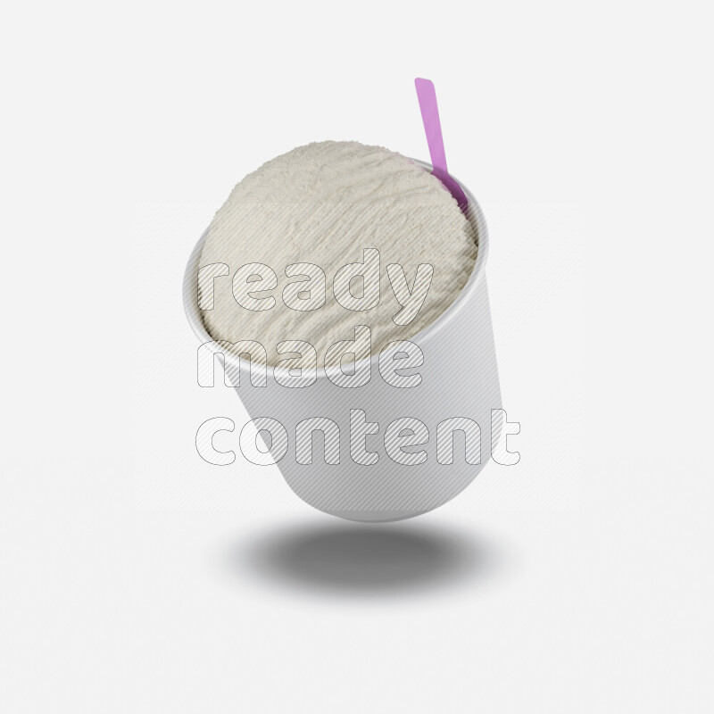 Ice cream in a white rough paper cup mockup isolated on white background 3d rendering