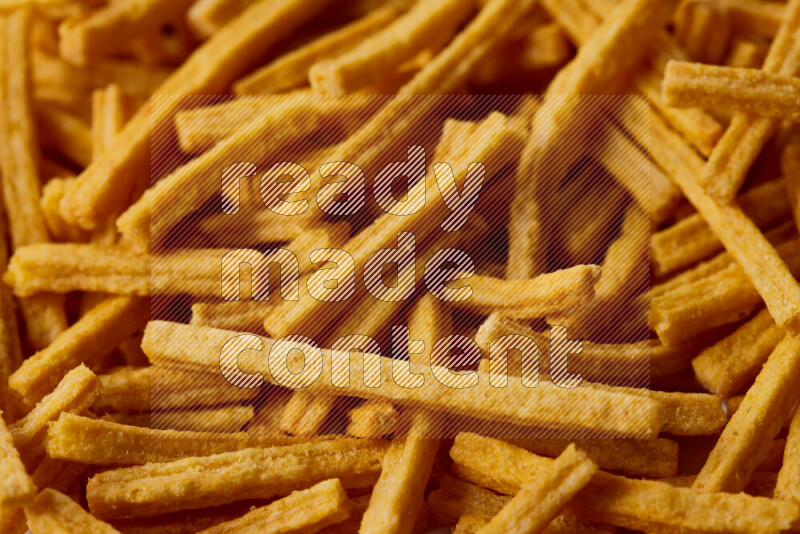 Assorted snacks on white background