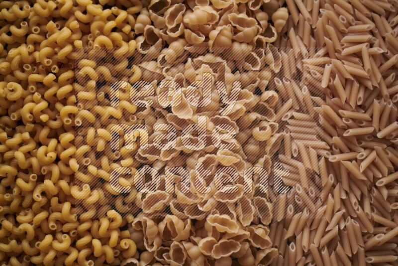 3 types of pasta filling the frame