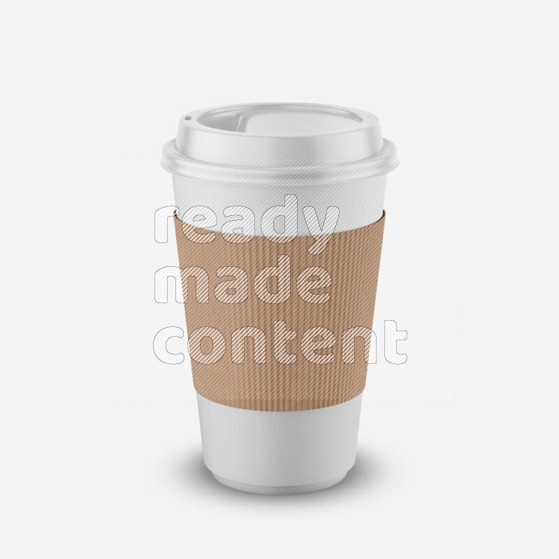 Matte paper cup mockup with holder and cap isolated on white background 3d rendering