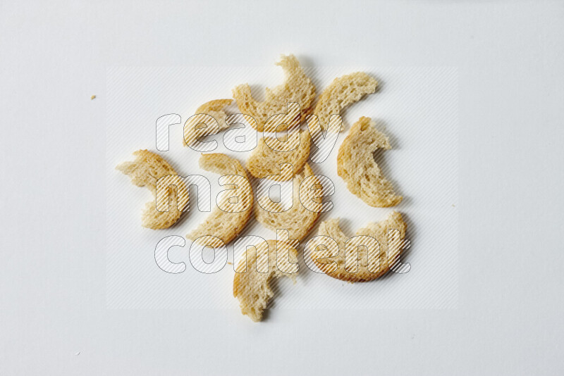 Assorted snacks on white background