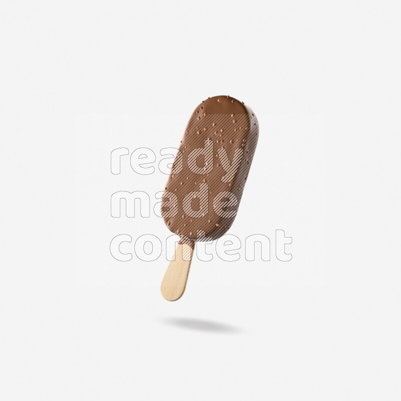 Chocolate ice cream stick mockup isolated on white background 3d rendering