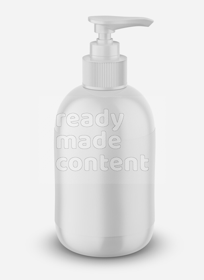 Plastic glossy cosmetic bottle with pump and label mockup isolated on white background 3d rendering
