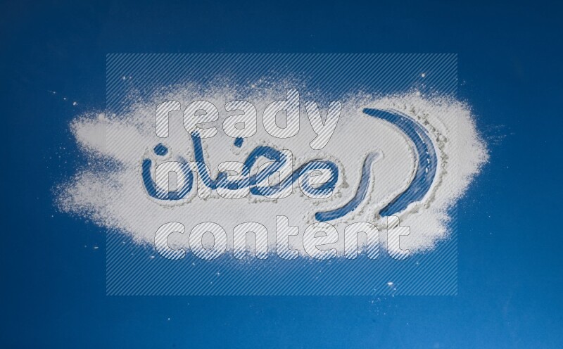 A word written with powder on blue background