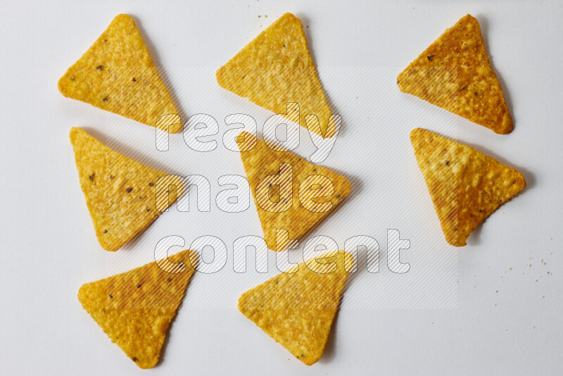 Nachos snacks on white background