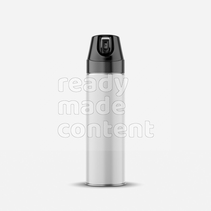 Metal spray bottle mockup with colored plastic cap isolated on white background 3d rendering