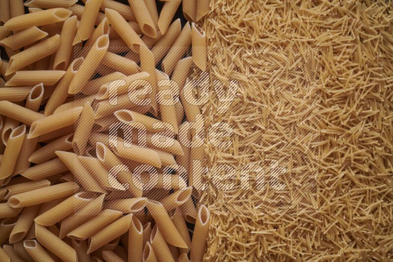2 types of pasta filling the frame