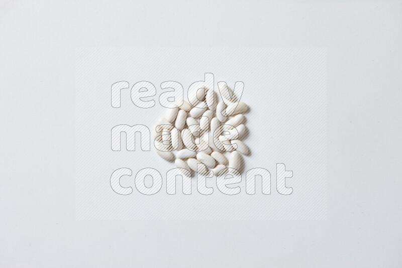 White beans on white background