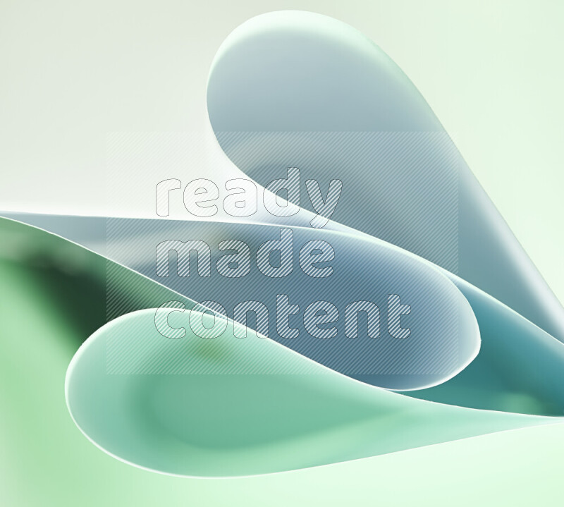 An abstract art of paper folded into smooth curves in white and green gradients
