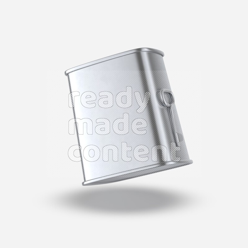 Glossy metallic tin can mockup with pull tab isolated on white background 3d rendering