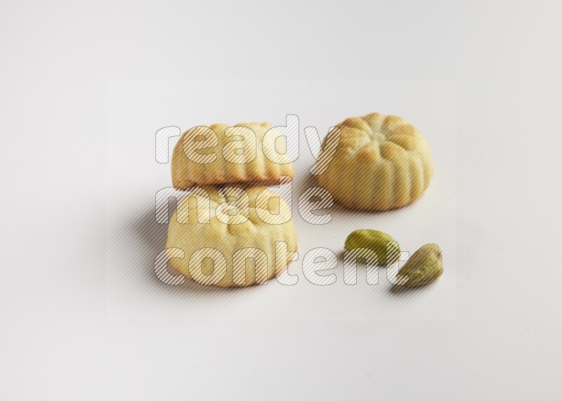 Three Pieces of Maamoul direct on white background