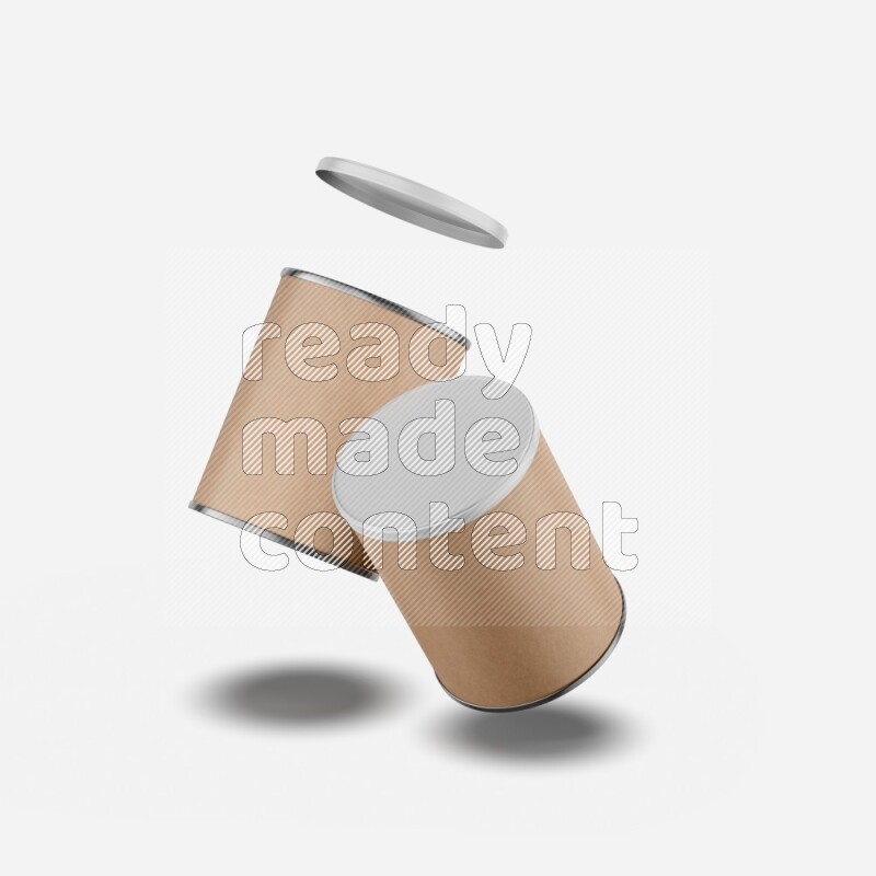 Set of Kraft paper tube mockup with plastic cap isolated on white background 3d rendering