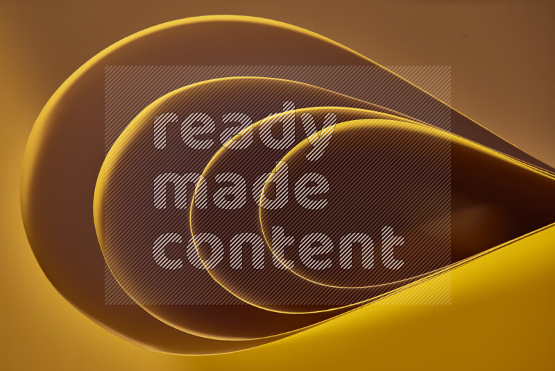 An abstract art of paper folded into smooth curves in gold gradients