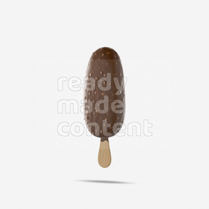 Chocolate ice cream stick mockup isolated on white background 3d rendering