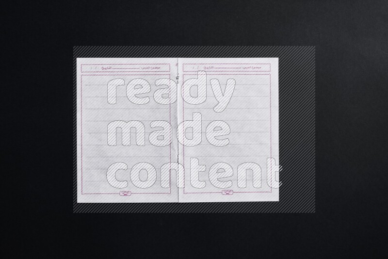 Notebook sheet on black background