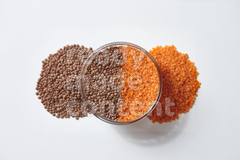 Lentils on white background
