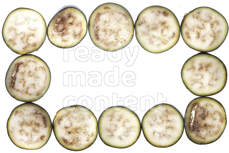 Eggplant slices on illuminated white background