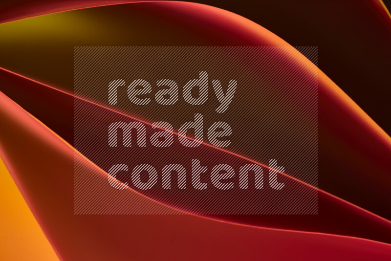 This image showcases an abstract paper art composition with paper curves in yellow, red and brown gradients created by colored light