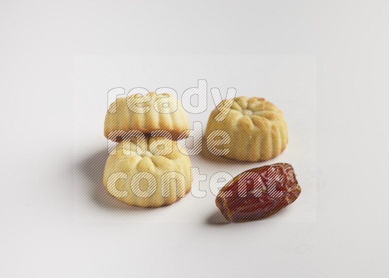 Three Pieces of Maamoul direct on white background