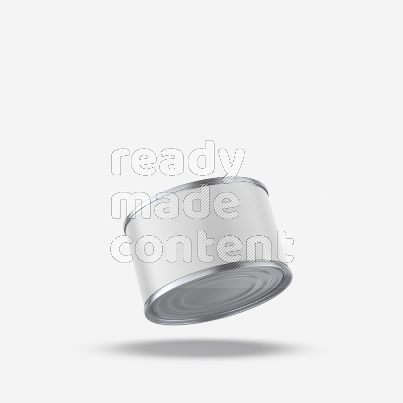 Glossy metallic tin can mockup with white blank label isolated on white background 3d rendering